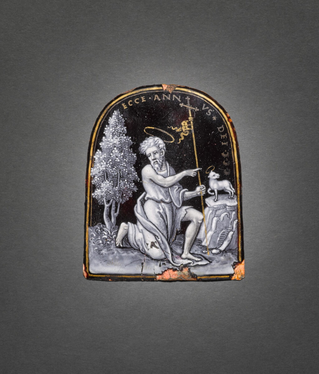 View full screen - View 1 of Lot 30. Pierre Reymond (1513 - after 1584) | French, Limoges, 16th century | Plaque with Saint John the Baptist.