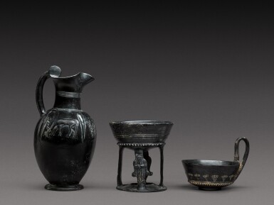 View full screen - View 1 of Lot 38. Three Etruscan Bucchero-Ware Vessels, 7th/6th Century B.C..