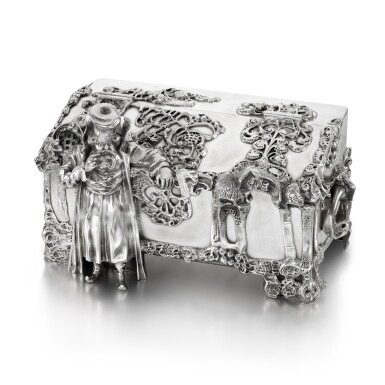 View full screen - View 1 of Lot 90. A large and important figural silver casket, Khlebnikov, Moscow, 1908-1917 .
