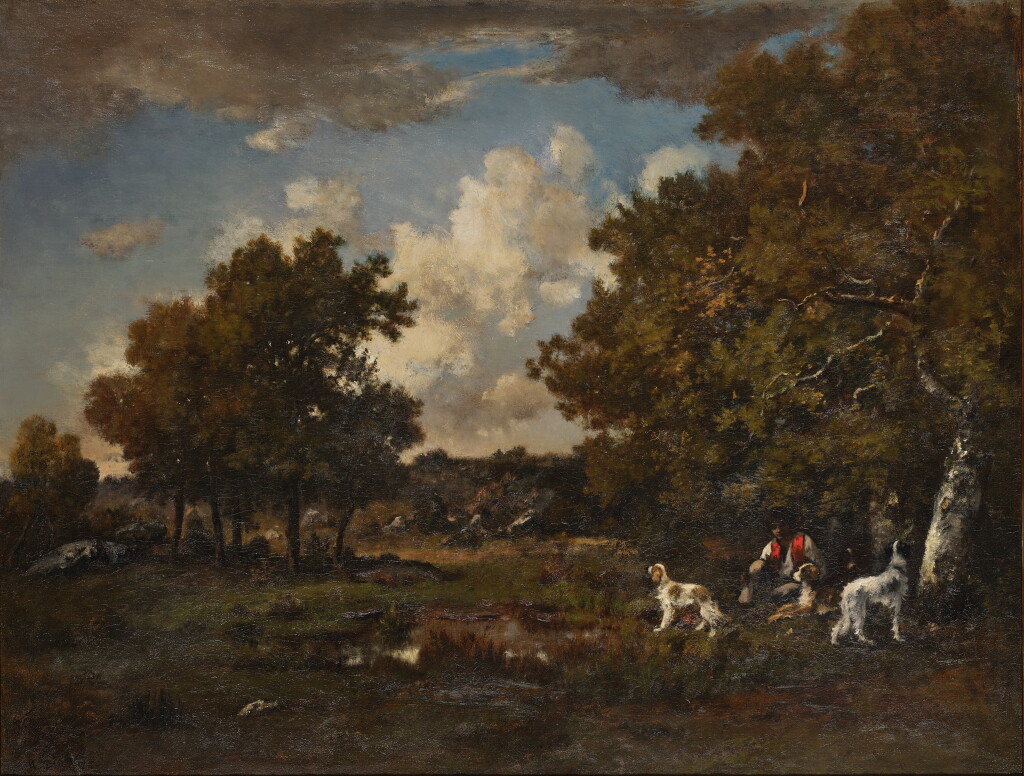 View full screen - View 1 of Lot 306. Boy with Four Spaniels, Fontainebleau Forest.