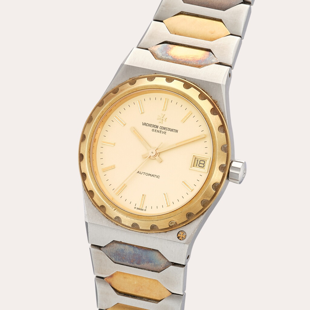 View full screen - View 1 of Lot 62. 222, Reference 46003/411 | A mid-size yellow gold and stainless steel wristwatch with date and bracelet | Circa 1982.