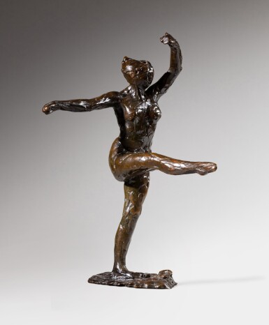 View full screen - View 1 of Lot 124. Danseuse, position de quatrième devant sur la jambe gauche, première étude |《舞者,正面左腿第四式,第一習作》.