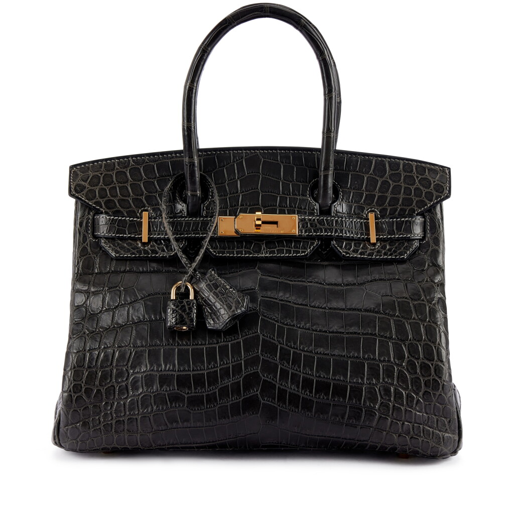 View full screen - View 1 of Lot 9764. Important Private Collection: Graphite Matte Niloticus Crocodile Custom Birkin 30 Gold Hardware, 2002.