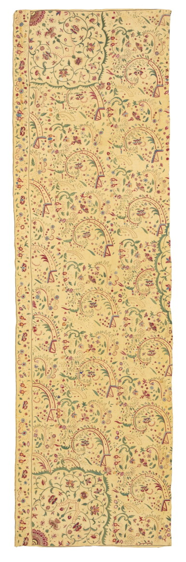 View full screen - View 1 of Lot 647. A Mughal Embroidered Floor Spread Section, North India, 18th/19th Century.