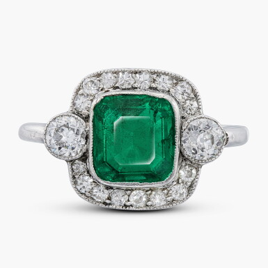 View full screen - View 1 of Lot 1314. Emerald and Diamond Ring | 祖母綠 配 鑽石 戒指.