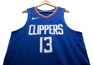 View full screen - View 1 of Lot 85. Paul George Los Angeles Clippers 2023-2024 Game Worn Icon Edition Jersey.