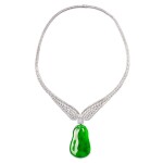 Jadeite and Diamond Pendent Necklace | 天然翡翠 配 鑽石 項鏈