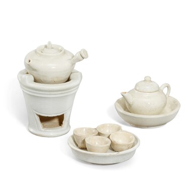 View full screen - View 1 of Lot 5006. A rare set of miniature qingbai teawares, Qing dynasty 清 青白釉袖珍茶具一套九件.