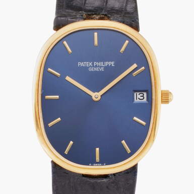 View full screen - View 1 of Lot 379. Ellipse | A yellow gold wristwatch, Circa 1970.