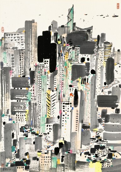View full screen - View 1 of Lot 3061. WU GUANZHONG 吳冠中 | LABYRINTH 今日迷宮.