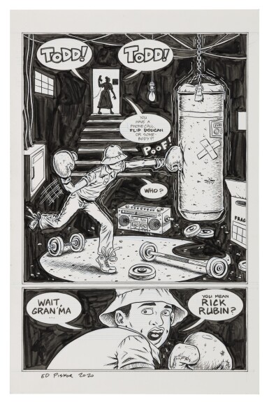 View full screen - View 1 of Lot 52. ED PISKOR | LL COOL J. Original art from page 72, volume 3 of The Hip Hop Family Tree..