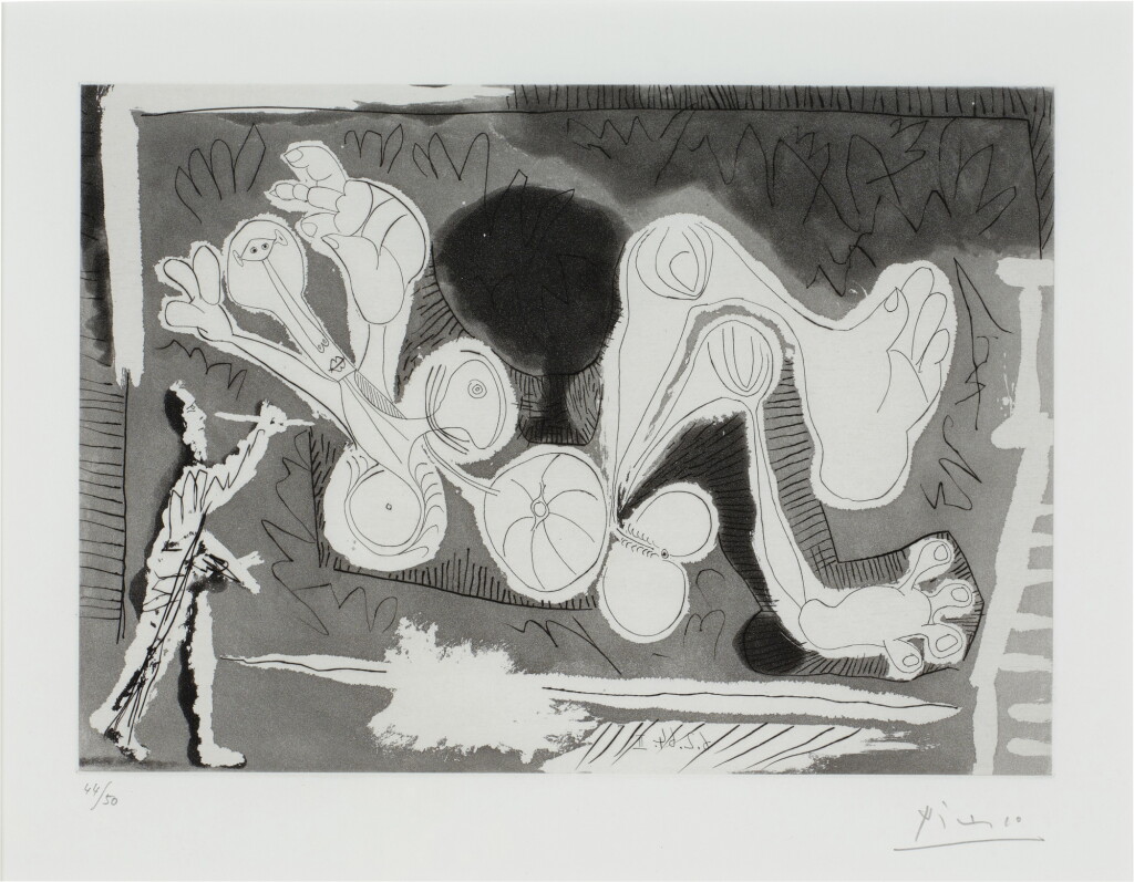 View full screen - View 1 of Lot 119. Peintre travaillant à une grande toile représentant une femme couchée dans l'herbe (Bloch 1159; Baer 1148).