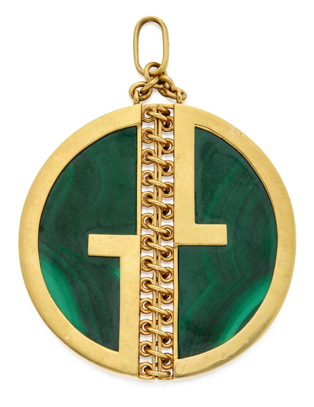 View full screen - View 1 of Lot 392. GOLD AND MALACHITE PENDANT, GUCCI.