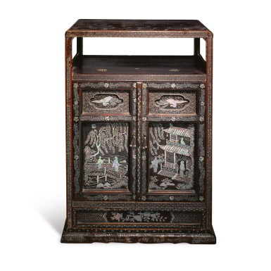 View full screen - View 1 of Lot 727. A MOTHER-OF-PEARL INLAID LACQUER CABINET, MING DYNASTY, 16TH / 17TH CENTURY.