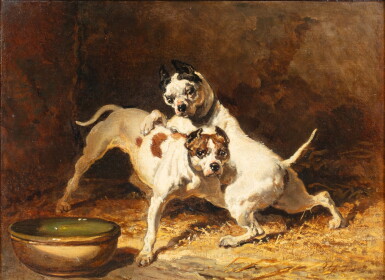 View full screen - View 1 of Lot 318. Two dogs playing | Deux dogues jouant.
