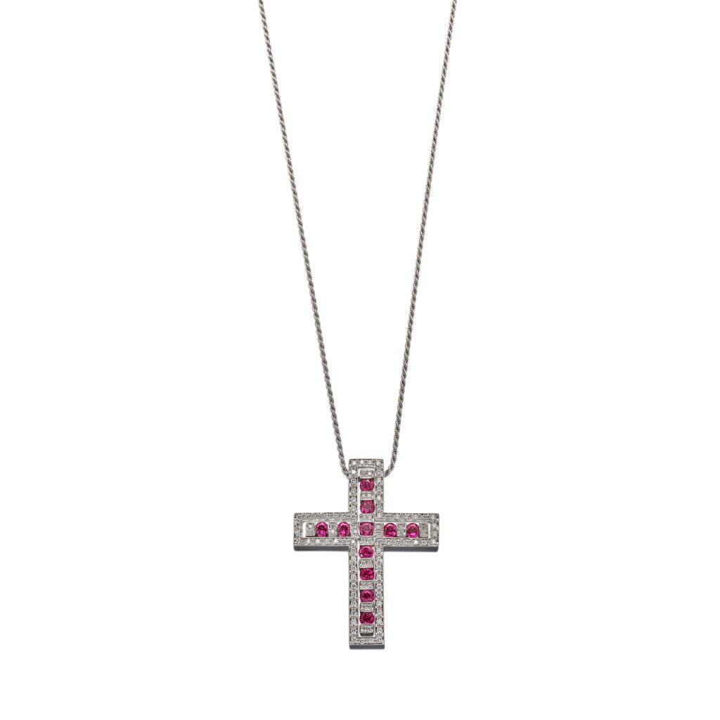 View full screen - View 1 of Lot 1687. Damiani Ruby and Diamond Necklace.