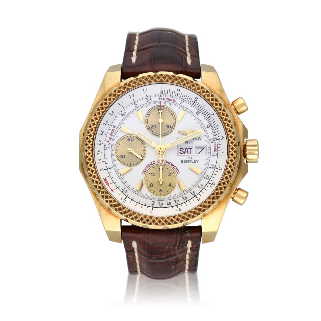 View full screen - View 1 of Lot 499. Reference K13362 Breitling for Bentley | A special edition yellow gold automatic chronograph wristwatch with day and date, Circa 2005.