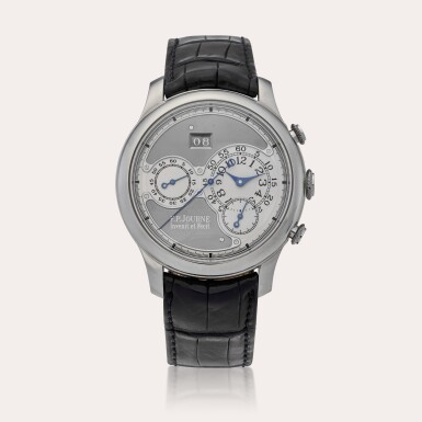 View full screen - View 1 of Lot 95. Octa Chronograph 'Ruthenium'| A limited edition platinum automatic flyback chronograph wristwatch with date and ruthenium coated dial and brass movement, Circa 2003.