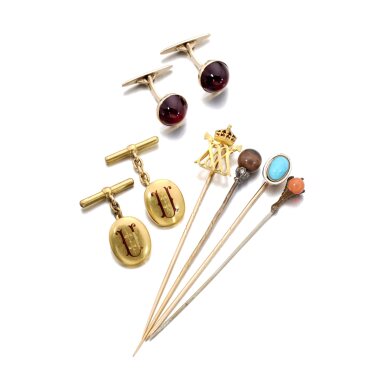 View full screen - View 1 of Lot 1123. Collection of gem set gentleman's dress accessories, early 20th century.