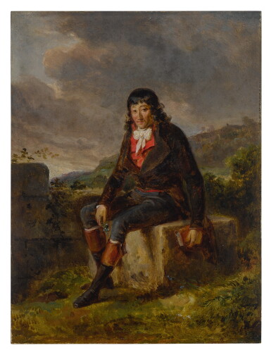 View full screen - View 1 of Lot 662. Portrait of Louis-Marie de la Révellière-Lépeaux, seated in a landscape.