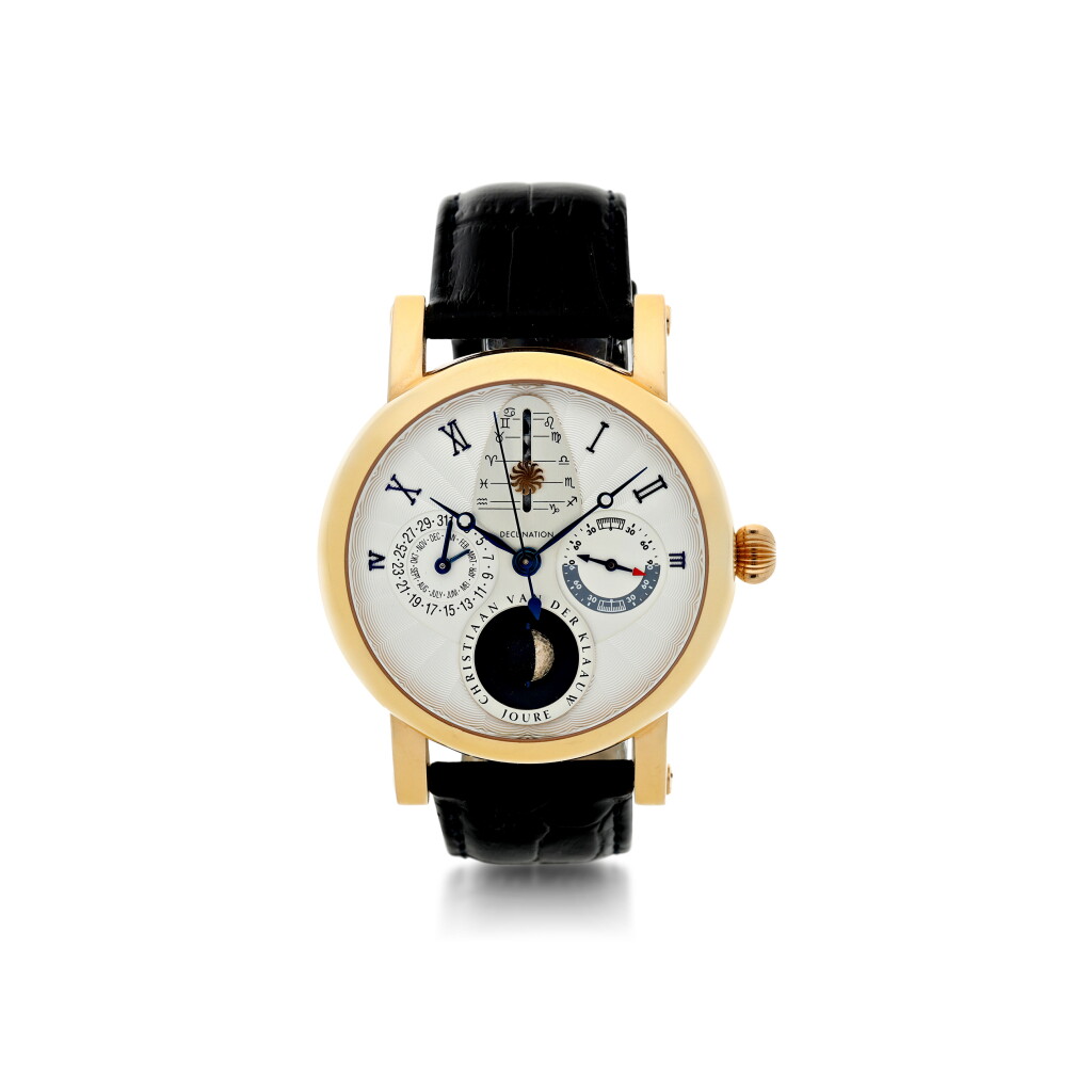View full screen - View 1 of Lot 801. CHRISTIAAN VAN DER KLAAUW | REAL MOON 1980, A PINK GOLD AUTOMATIC WRISTWATCH WITH DATE, MONTH, 3D MOON PHASE, DECLINATION AND ECLIPSE INDICATION, CIRCA 2012.