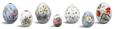 View full screen - View 1 of Lot 197. Seven porcelain Easter eggs by the Imperial Porcelain Factory, St Petersburg, 19th century.