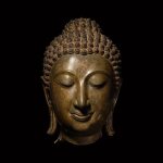 A Monumental Gilt Copper Alloy Head of Buddha, Thailand, Sukhothai Kingdom, 14th Century
