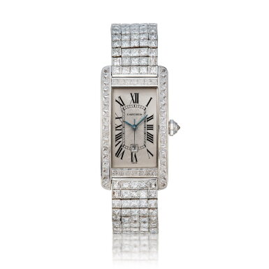 View full screen - View 1 of Lot 138. Diamond 'Tank Américaine' Wristwatch.