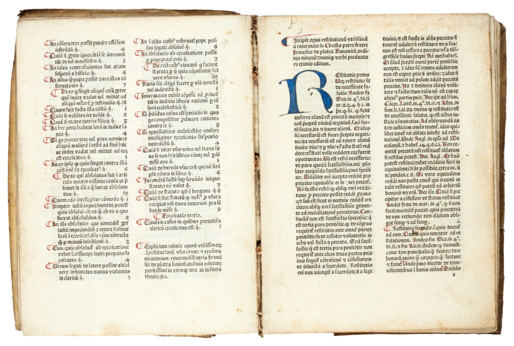 View full screen - View 1 of Lot 149. Platea, Opus restitutionum, Venice, 1477, old vellum.