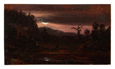 View full screen - View 1 of Lot 113. Landscape near Lysekloster by moonlight.