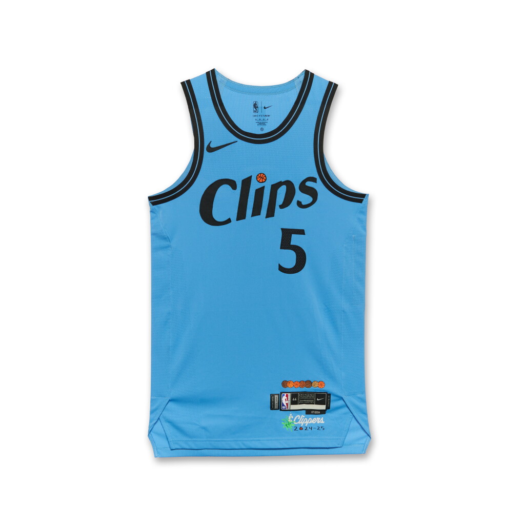View full screen - View 1 of Lot 137. Bones Hyland Los Angeles Clippers 2024-2025 Game Issued City Edition Jersey .