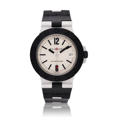 View full screen - View 1 of Lot 443. Reference AL 38 A Aluminum | An aluminum and rubber wristwatch with date, Circa 2000.