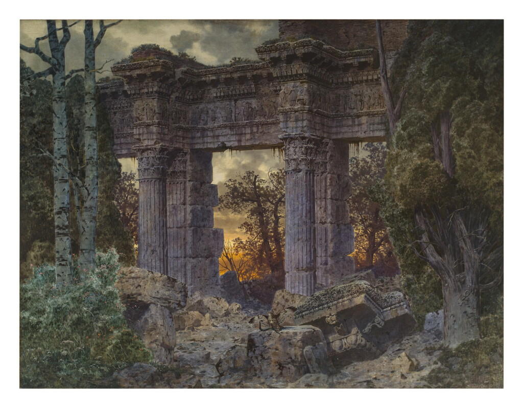 View full screen - View 1 of Lot 121. FERDINAND KNAB | ROMAN RUIN AT TWILIGHT.