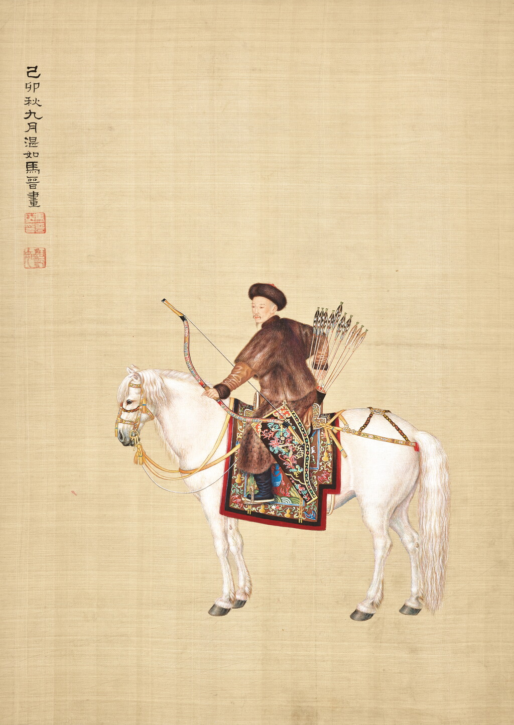 View full screen - View 1 of Lot 3143. 馬晉 乾隆騎射圖 | Ma Jin, Qianlong on Horseback .