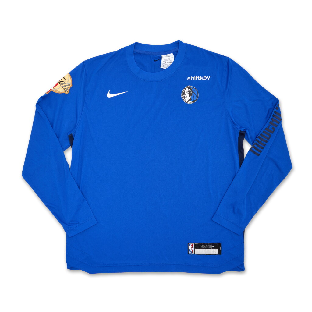 View full screen - View 1 of Lot 49. Luka Doncic Dallas Mavericks 2024 NBA Finals Game Issued ‘Icon Edition’ Long Sleeve Shooting Shirt.