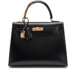 Limited Edition Black Box Midas Kelly 25 Sellier 18K Yellow Gold Hardware, 2023