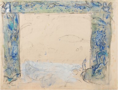 View full screen - View 1 of Lot 236. Maquette préparatoire pour le décor de rideau de scène "Daphnis et Chloé", Acte I.