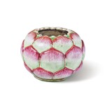A Molded Chinese Famille-Rose Lotus-Form Water Pot, Qing Dynasty, 19th Century