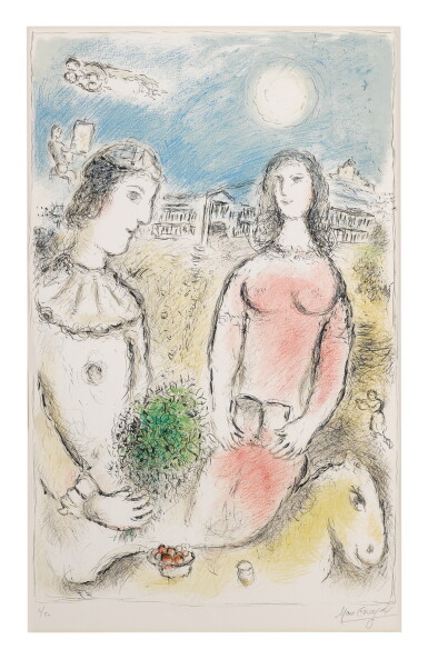 View full screen - View 1 of Lot 53. MARC CHAGALL | COUPLE AT DUSK (M. 972).
