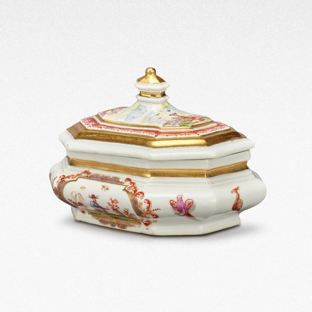 View full screen - View 1 of Lot 52. A Meissen (K.P.F.) octagonal sugar box and a cover, Circa 1722-23 .