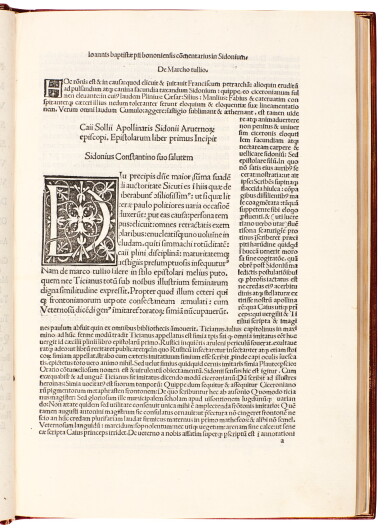 View full screen - View 1 of Lot 255. Sidonius Apollinaris, Epistola et carmina, Milan, 1498, modern red morocco .