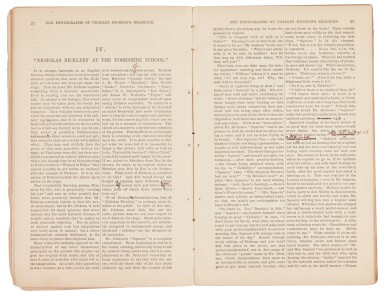 View full screen - View 1 of Lot 239. Field, Pen Photographs of Charles Dickens's Readings, 1868, inscribed and corrected by the author.
