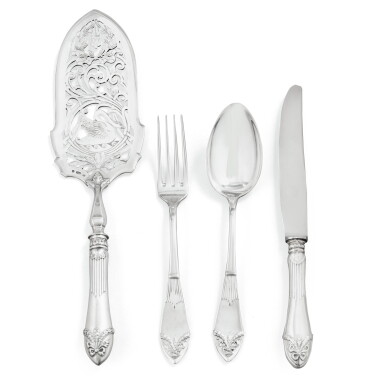 View full screen - View 1 of Lot 38. A Russian silver 211-piece flatware set, circa 1910 | Ménagère en argent de 211 pièces, Russie, vers 1910.