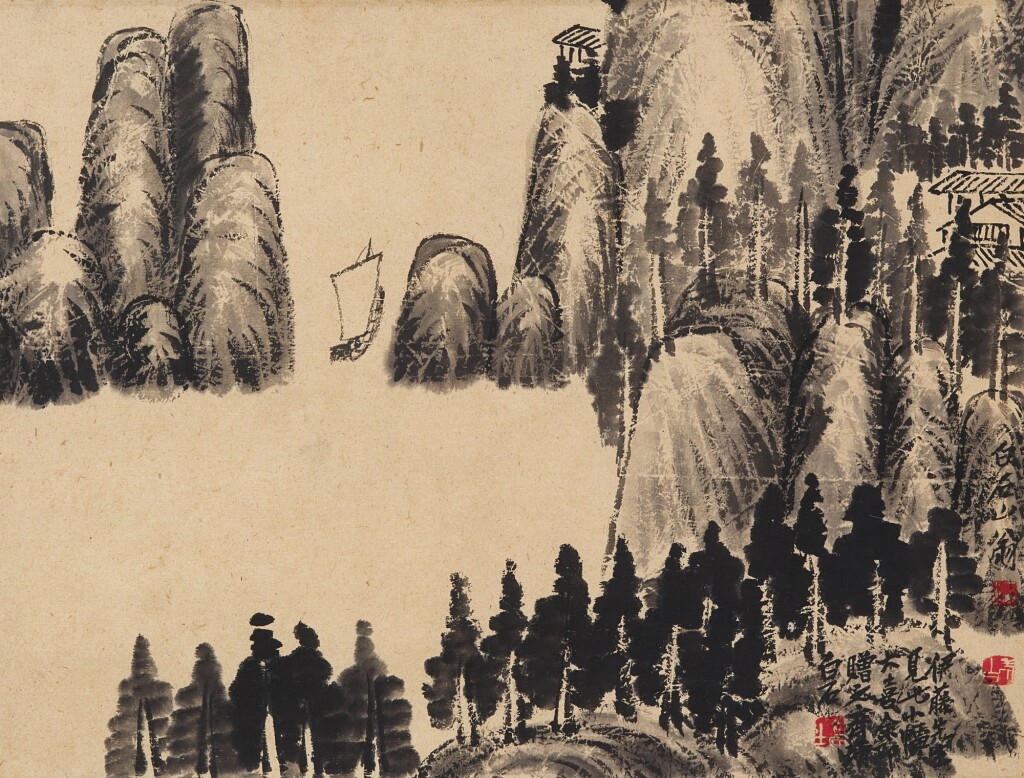 View full screen - View 1 of Lot 2616. 齊白石 峽江帆影 | Qi Baishi, Sailing Along the Gorges.