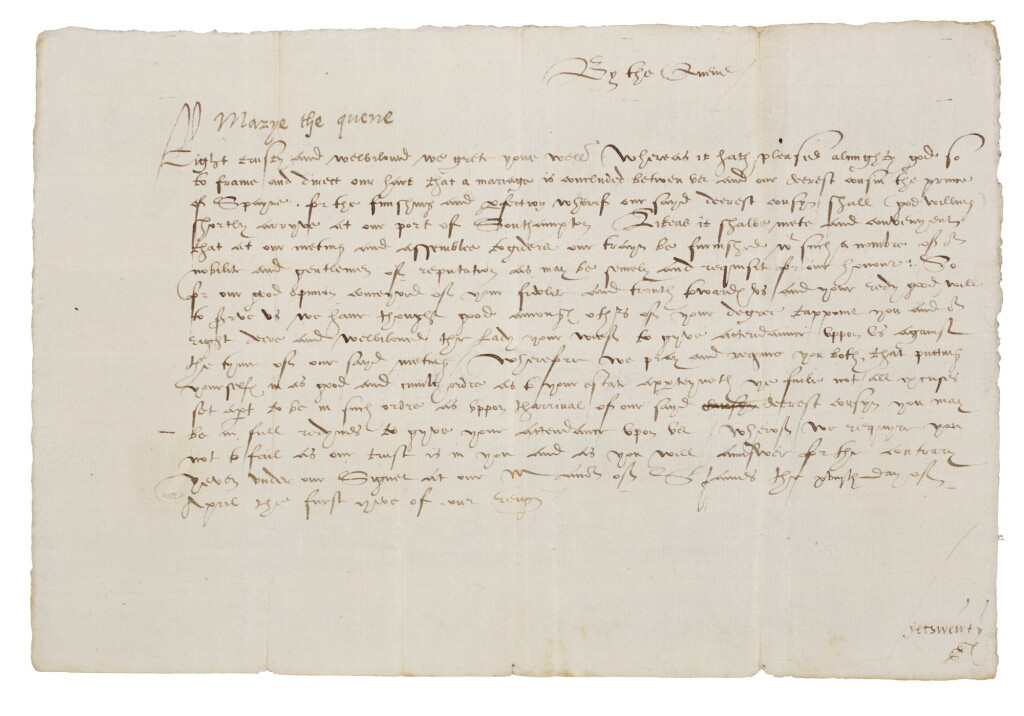 View full screen - View 1 of Lot 4. Queen Mary I., letter signed, 18 April 1554.
