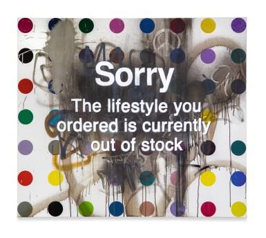 View full screen - View 1 of Lot 46. BANKSY (DEFACED HIRST) | SORRY THE LIFESTYLE YOU ORDERED IS CURRENTLY OUT OF STOCK.