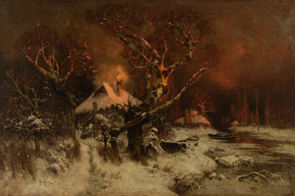 View full screen - View 1 of Lot 68. Landscape with Huts at Twilight.