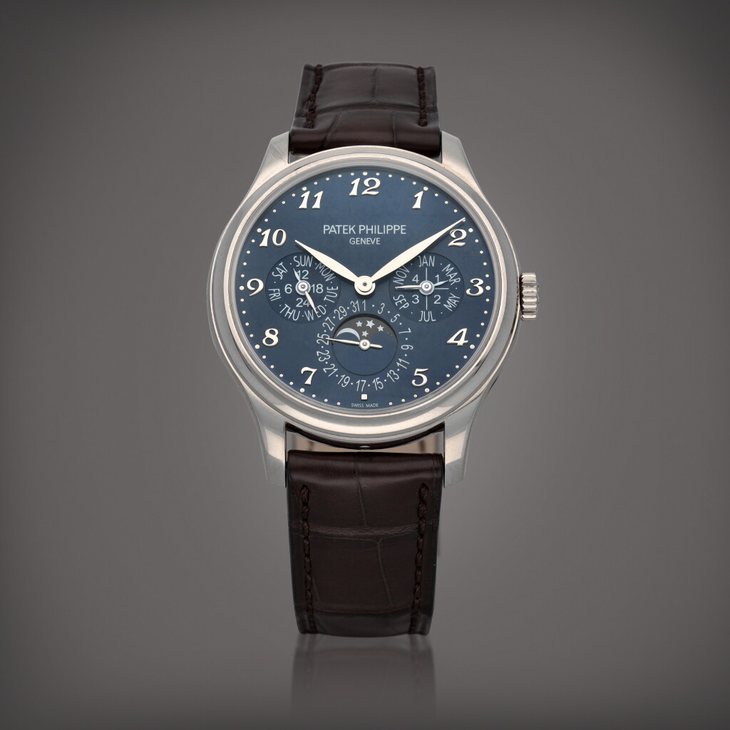 View full screen - View 1 of Lot 419. Reference 5327G-001 | A white gold perpetual calendar wristwatch wth moon phases, leap year and 24-hour indication | Circa 2017.