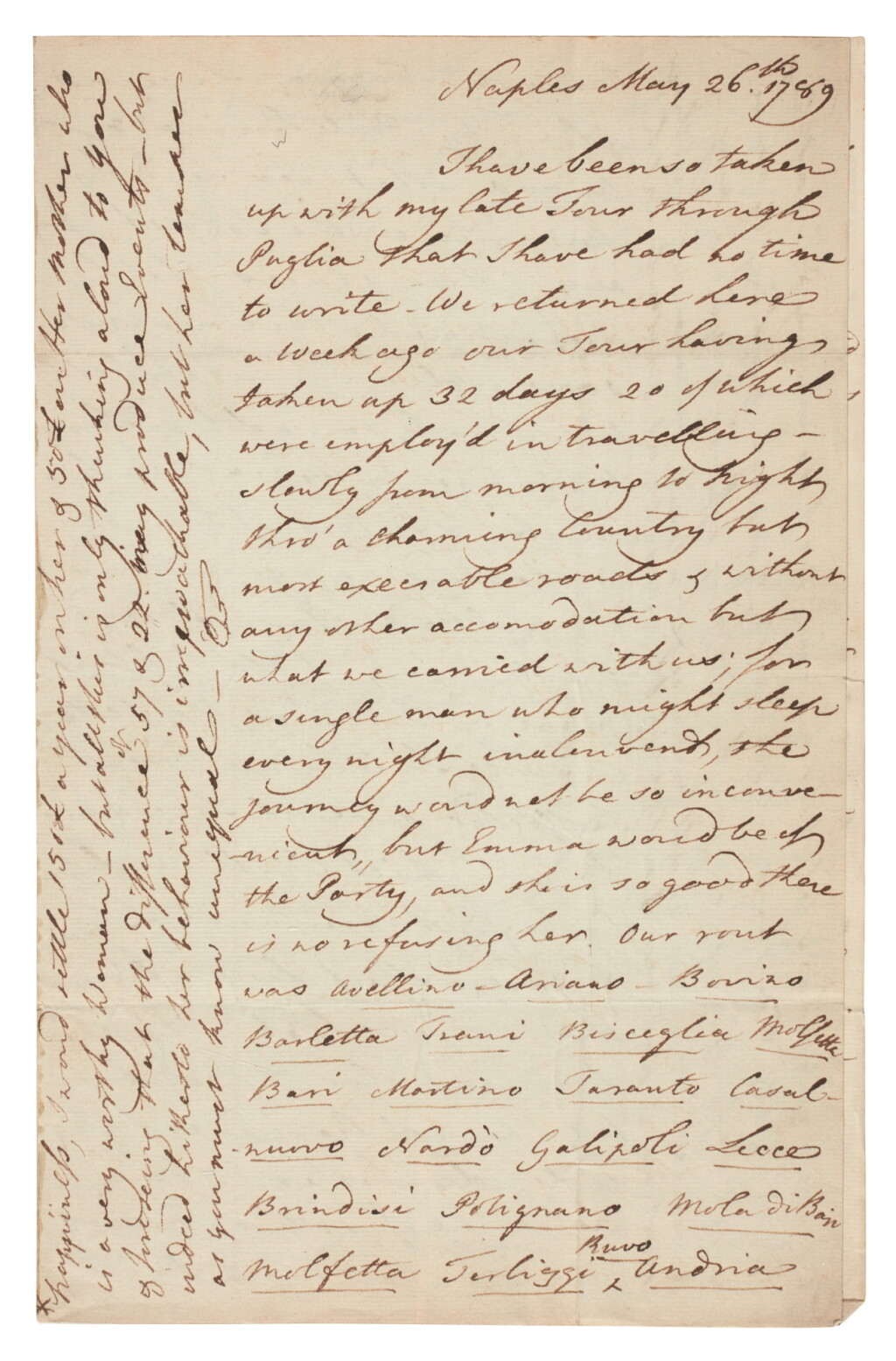 View full screen - View 1 of Lot 145. Sir William Hamilton | Series of five letters to his nephew Charles Greville, 1779-99.