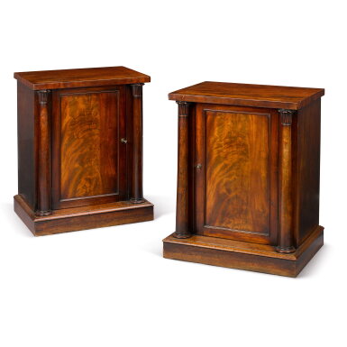 View full screen - View 1 of Lot 38. A pair of William IV mahogany pedestal cabinets, circa 1835.
